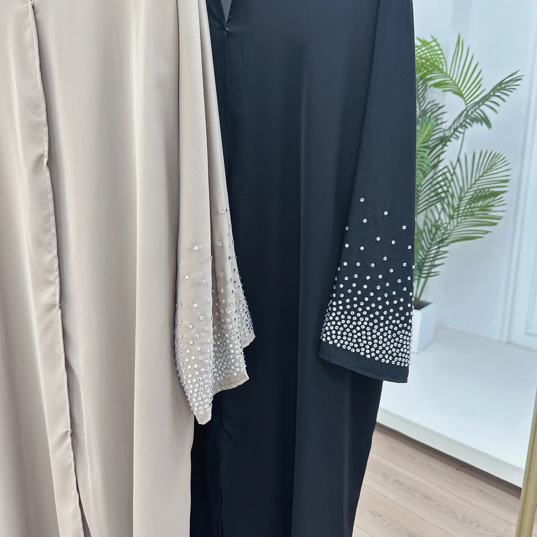 Фото 2024 бриллианты Abaya Дубай роскошный женский черный хаки халат женский элегантный длинный кардиган женское искусственное платье в мусульманском стиле LR851 №5