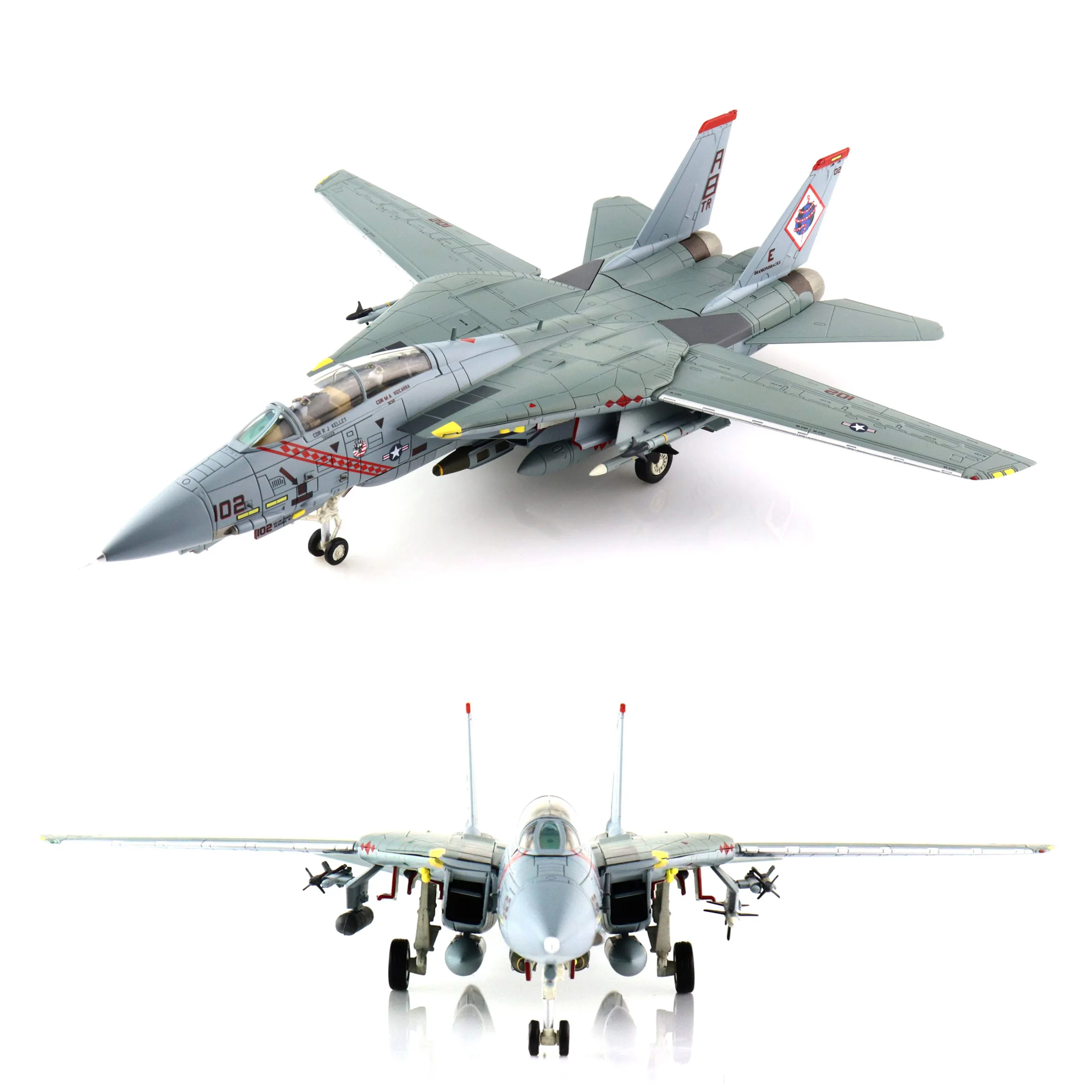 Фото 1/72 HA5250 Модель истребителя ВМС США F-14B VF-102 Эскадрильон 2002, модель готового продукта из сплава №4