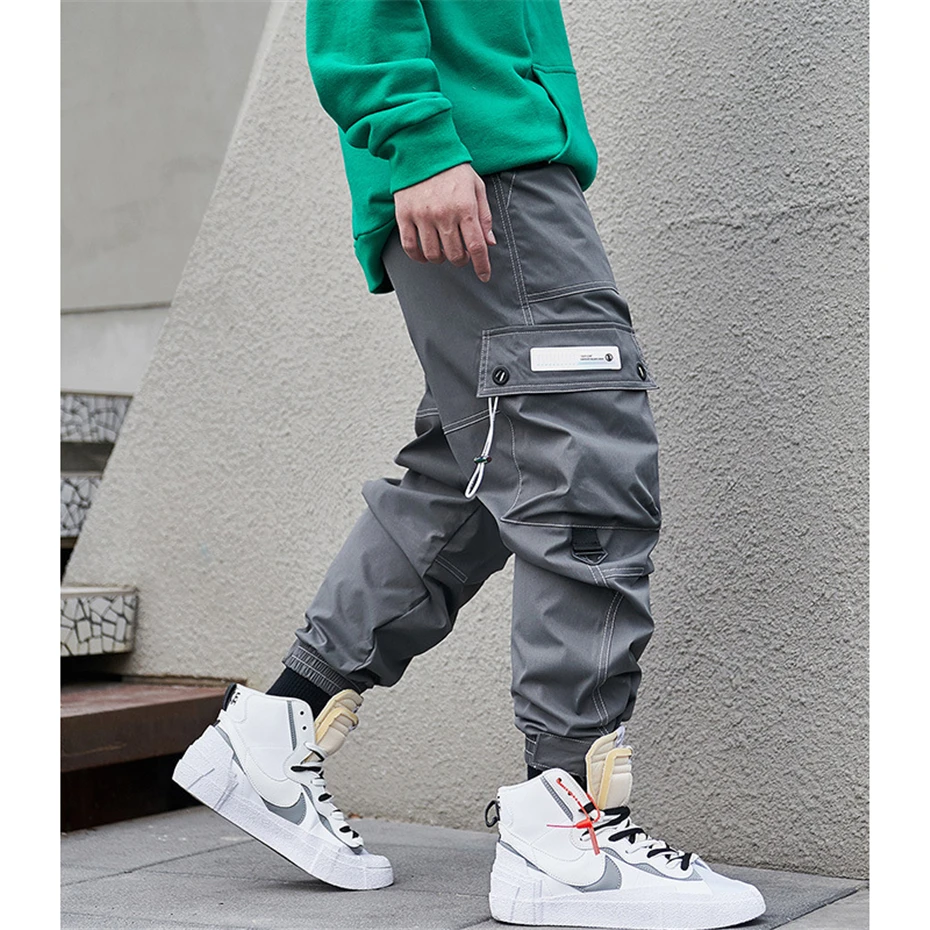 Фото Techwear, тактические брюки для бега, мужские функциональные брюки с большими карманами, десантник, новинка 2025, уличная одежда в стиле хип-хоп, Harajuku, повседневные мужские брюки №4