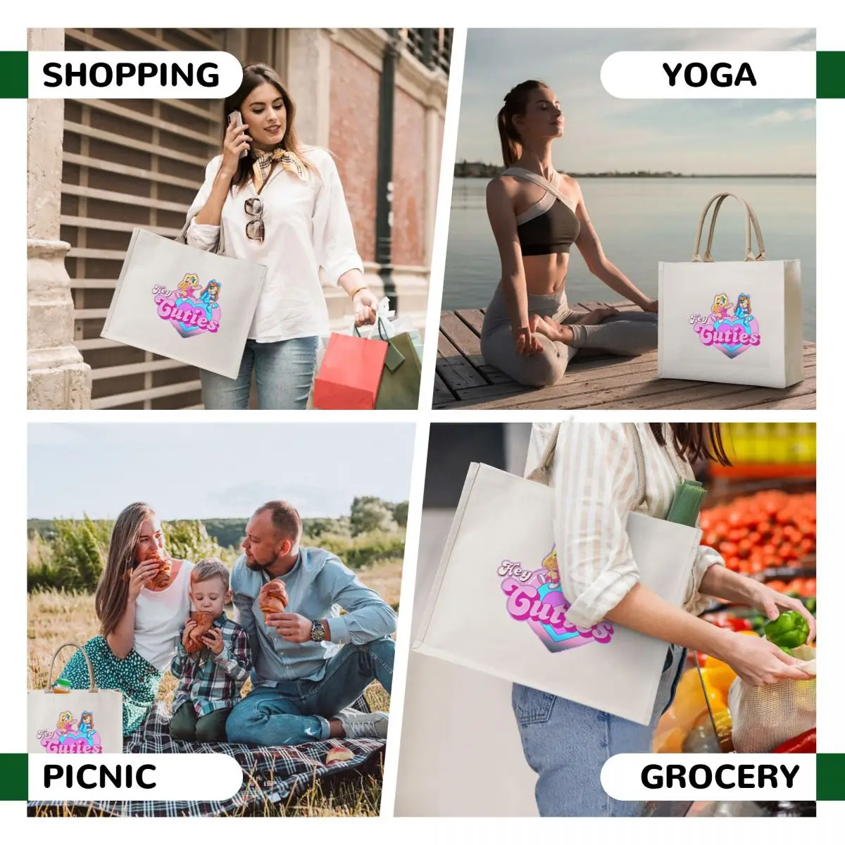 Mackenzie Hey Cuties Tote Bag Большие сумки для женщин Настраиваемая сумка-тоут Большая сумка для покупок Тележка (art.: 3920d12f281ea) - 3920d12f281ea