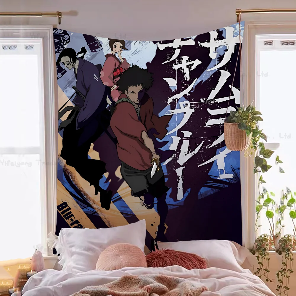Фото Аниме S-Samurai C-Champloo Аниме Гобелен Подвесной Таро Хиппи Настенные Коврики Общежитие Настенные Простыни №3