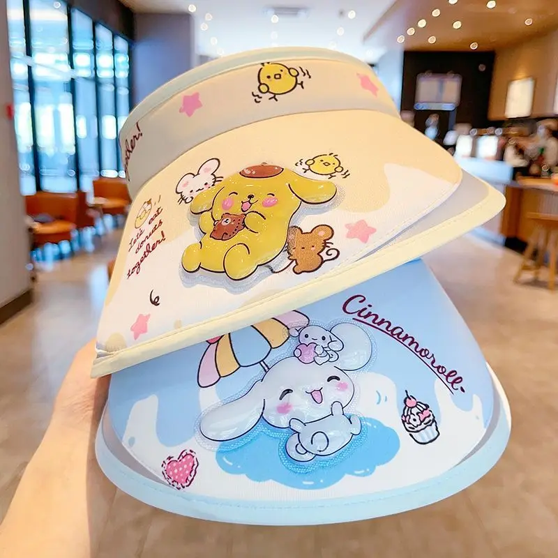 Кавайная аниме Sanrio Kuromi Cinnamoroll детская Солнцезащитная шапка Милая мультяшная My Melody Pompompurin анти-УФ Солнцезащитная шапка детские подарки