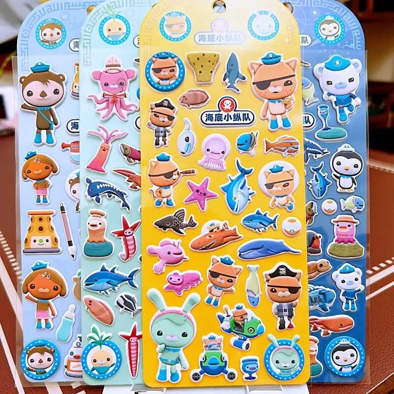 4 шт. Octonauts Kwazii Barnacles 3D наклейка с пузырьками для мальчиков, скейтбординга, украшение для велосипеда, головоломка, украшение для рабочего стола, игрушка в подарок