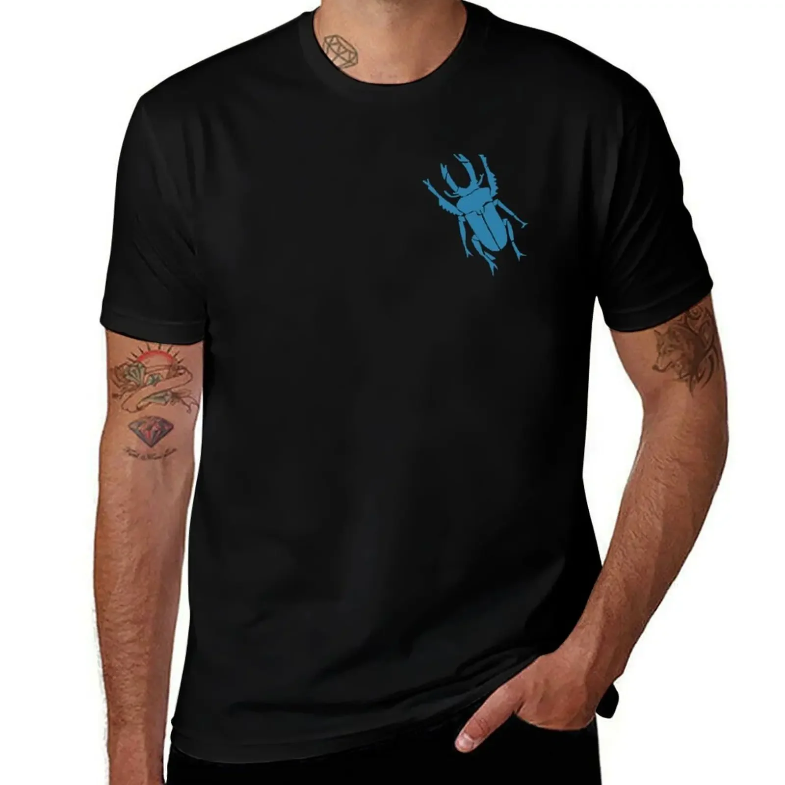 Футболка Blue stag beetle, подарки для парня, роскошная футболка больших размеров, заготовки для одежды, мужские футболки