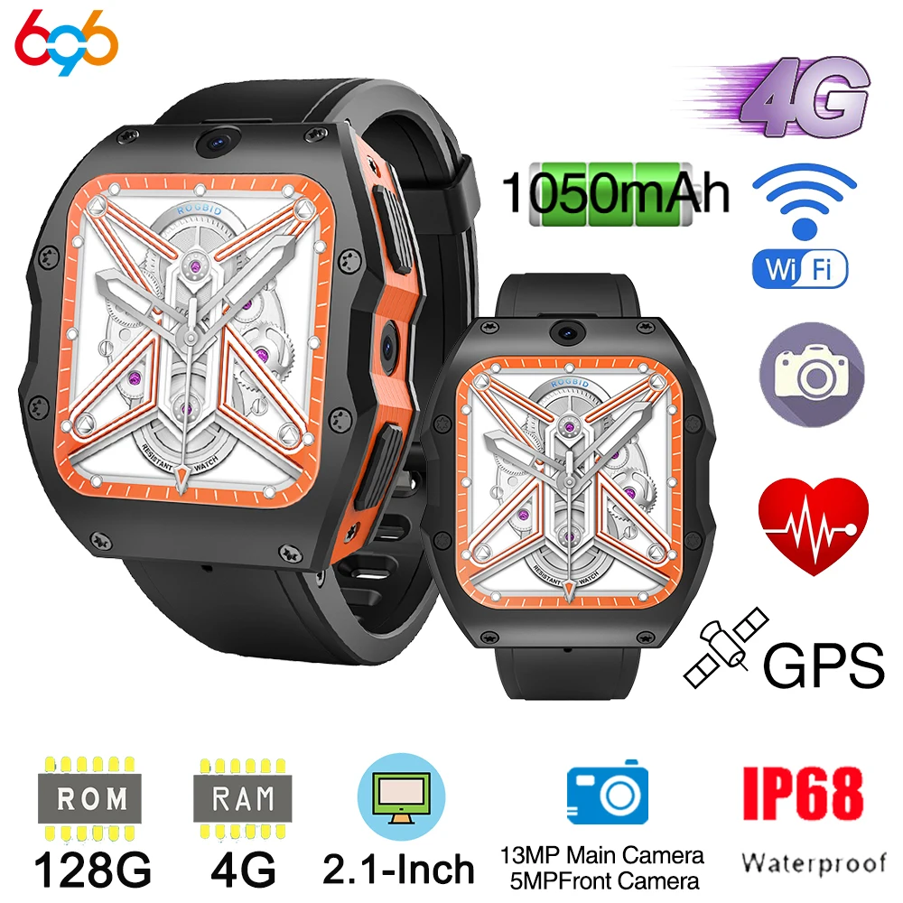 4G LTE Android Смарт-часы 5MP + 13MP HD Камера Сердечного ритма WiFi GPS Смарт-часы Мужчины Женщины 1050 мАч Фитнес-трекер Водонепроницаемые Здоровье