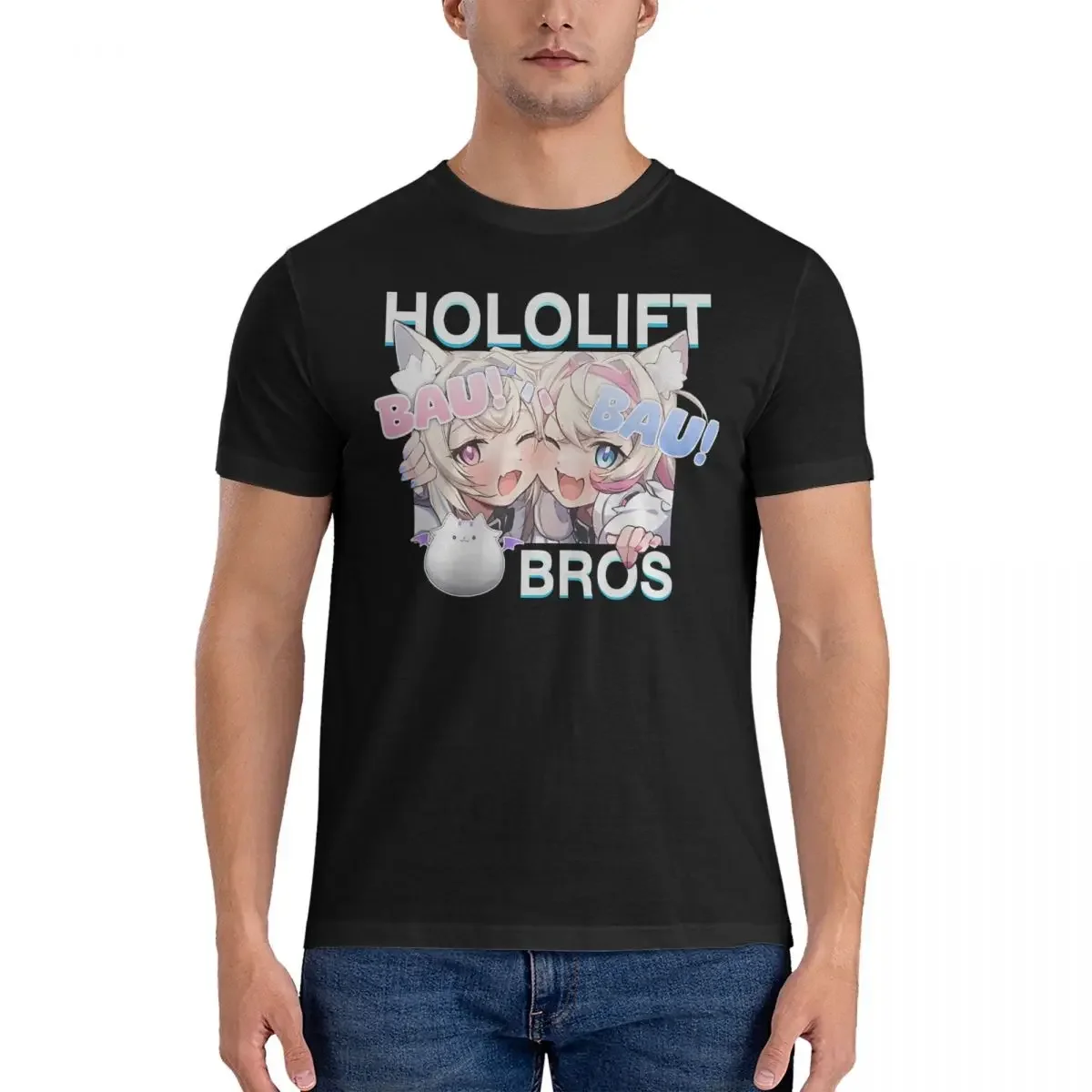 Мужская Футболка Bros Hololive, модные футболки из 100% хлопка, футболки с круглым вырезом и фотографическим принтом