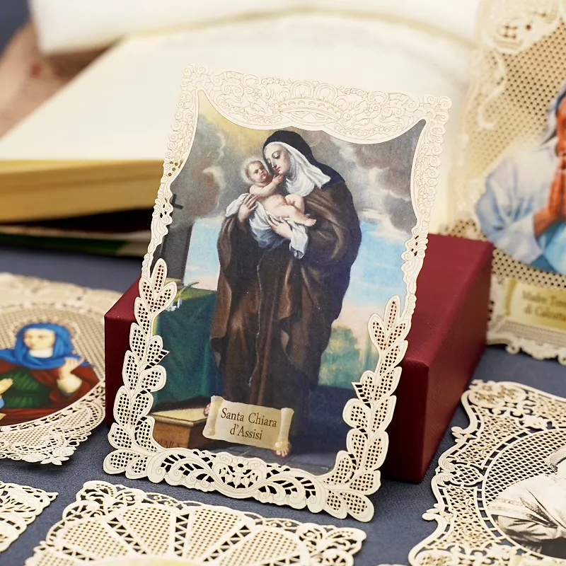 Закладка St. Clare of Assisi, христианская кружевная святая открытка, 7x11 см, религиозные фигурки Христа, значки, подарок католической церкви
