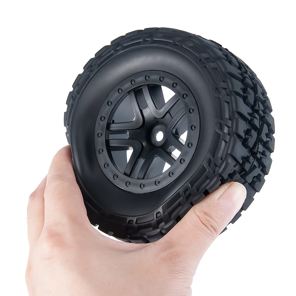 Фото Резиновые шины YEAHRUN, комплект колесных ободов для 1/10 Slash 4X4, Радиоуправляемый гусеничный автомобиль, обновленные детали для грузовиков с коротким ходом №5