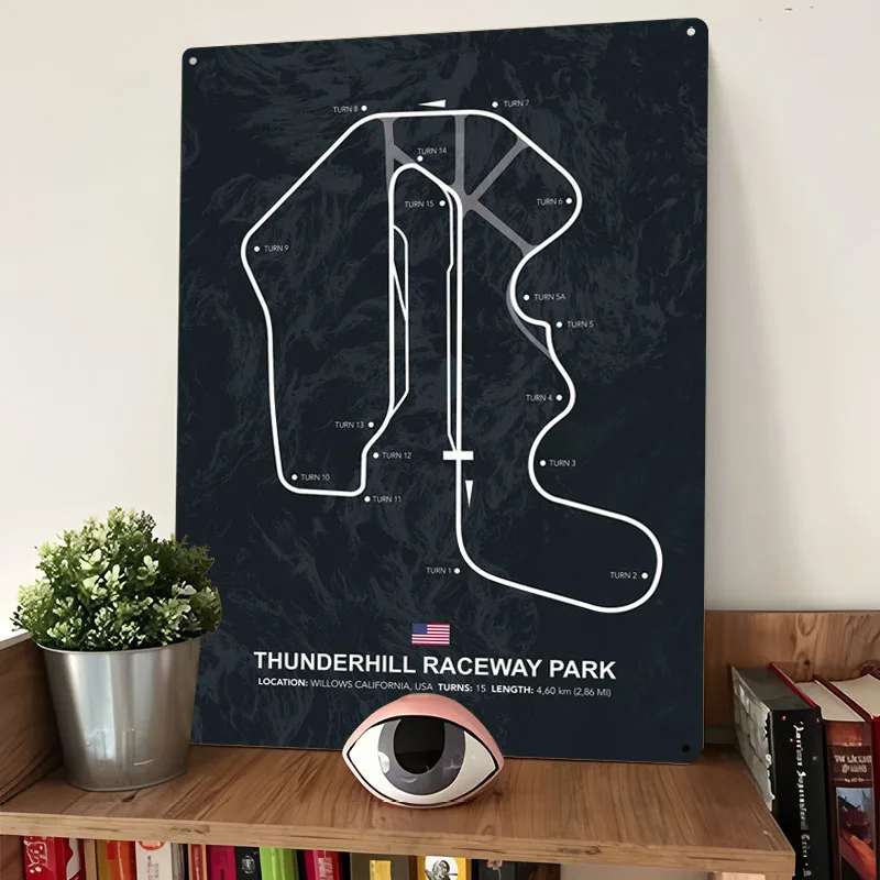 Фото Thunderhill Circuit металлические плакаты фотографии Настенный декор настраиваемые металлические жестяные вывески для настенного художественного украшения вещи для дизайна комнаты №2