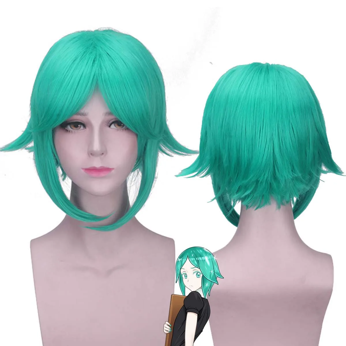 Женский короткий зеленый парик из синтетических волос Land of Shiny Phosphophyllite