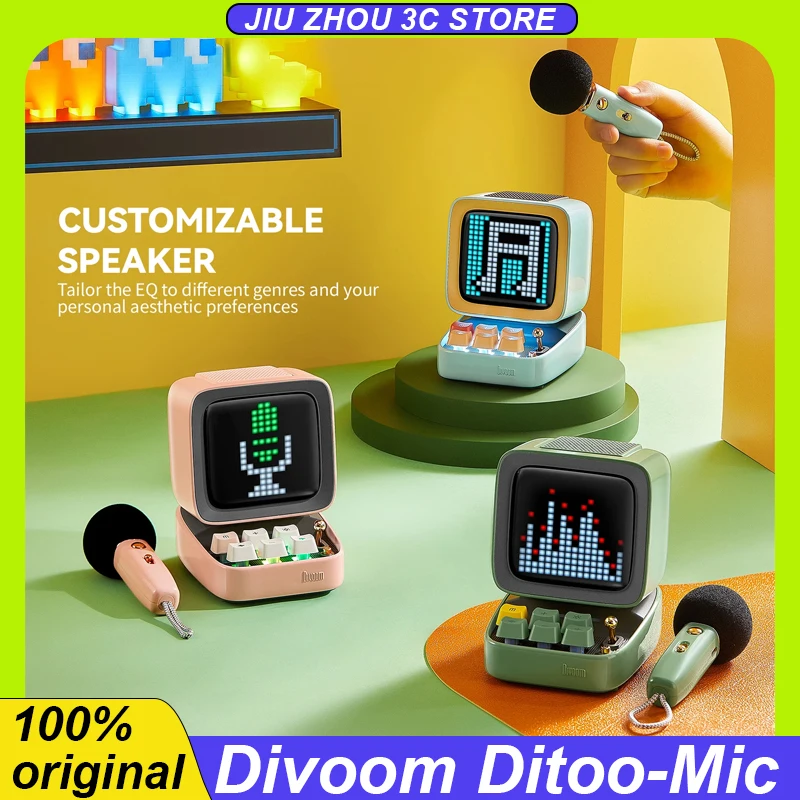 Bluetooth-динамик Divoom Ditoo с микрофоном для караоке, пиксельный художественный дисплей, настольное украшение, различные звуковые режимы, подарок на заказ