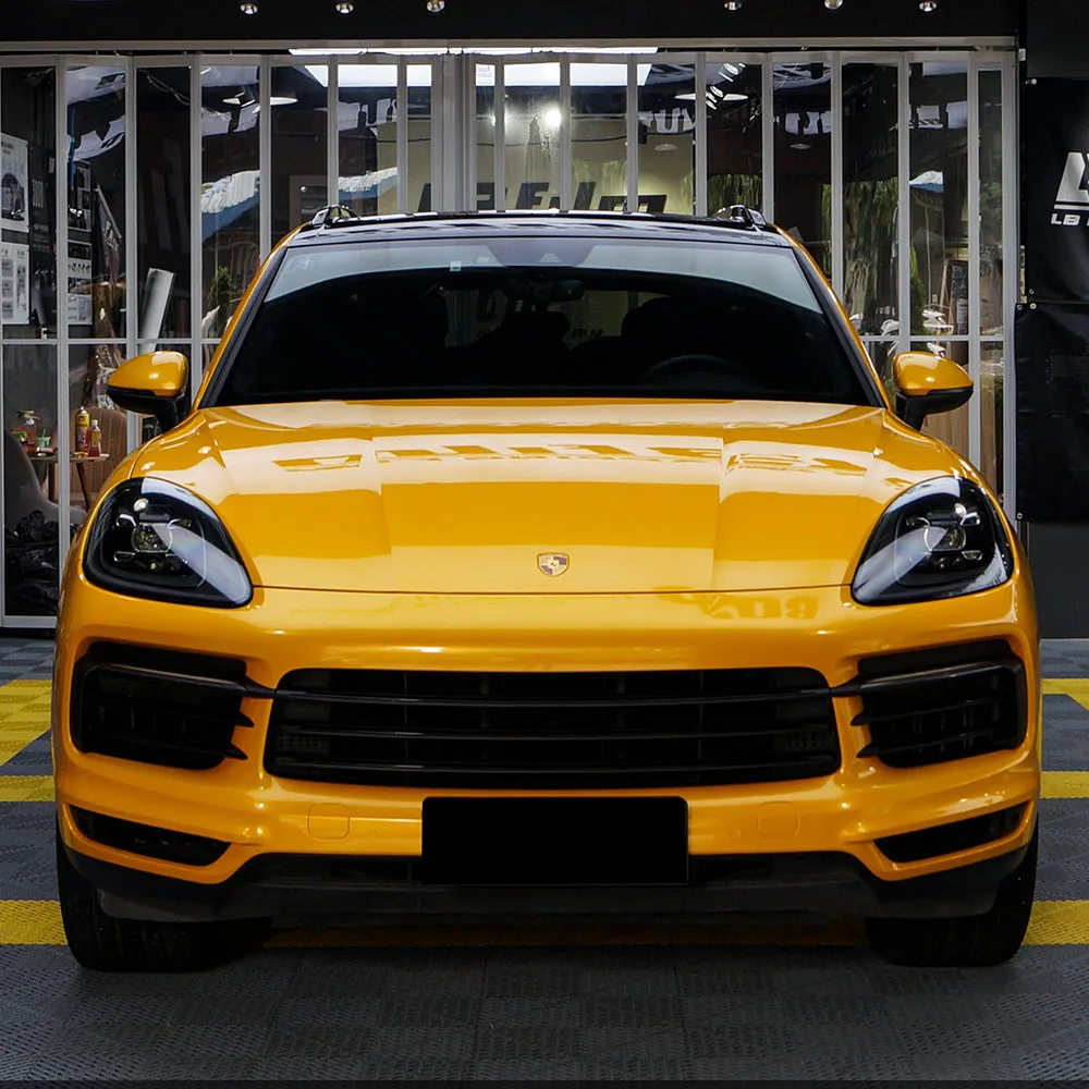 Суперметаллическая сафрановая желтая автомобильная пленка, виниловая рулонная пленка с самоклеющейся пленкой без пузырьков воздуха