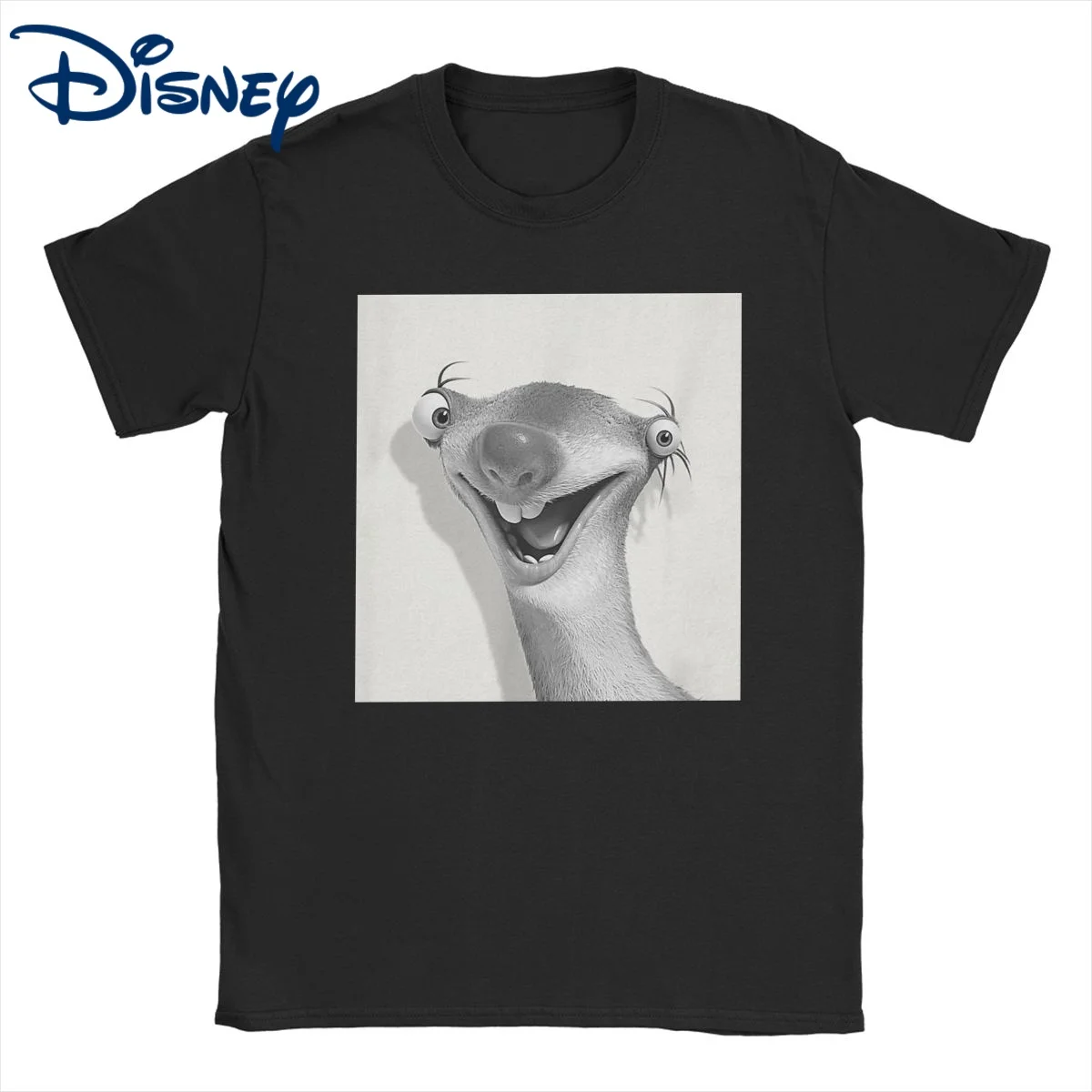 Мужская и женская футболка Disney Ice Age Sid the Sloth Photo Booth Топы из чистого хлопка Повседневная футболка с короткими рукавами Футболка с графическим рисунком
