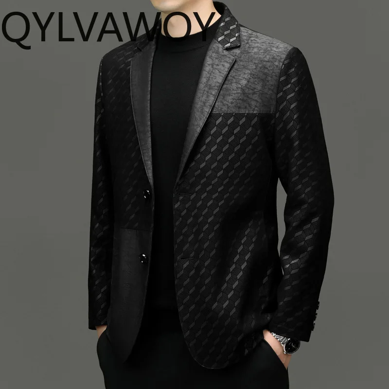 Фото QYLVAWOY мужские пальто из натуральной овчины, весенне-осенняя куртка из натуральной кожи, мужская одежда, мужские пиджаки, chaquetas №2