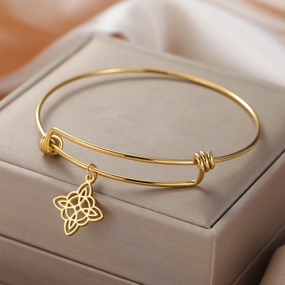 Dawapara Witch Knot Шарм Браслет Регулируемый Волшебный Викканский Символ Ирландский Амулет Удачи Браслет Из Нержавеющей Стали Пара Ювелирных Изделий