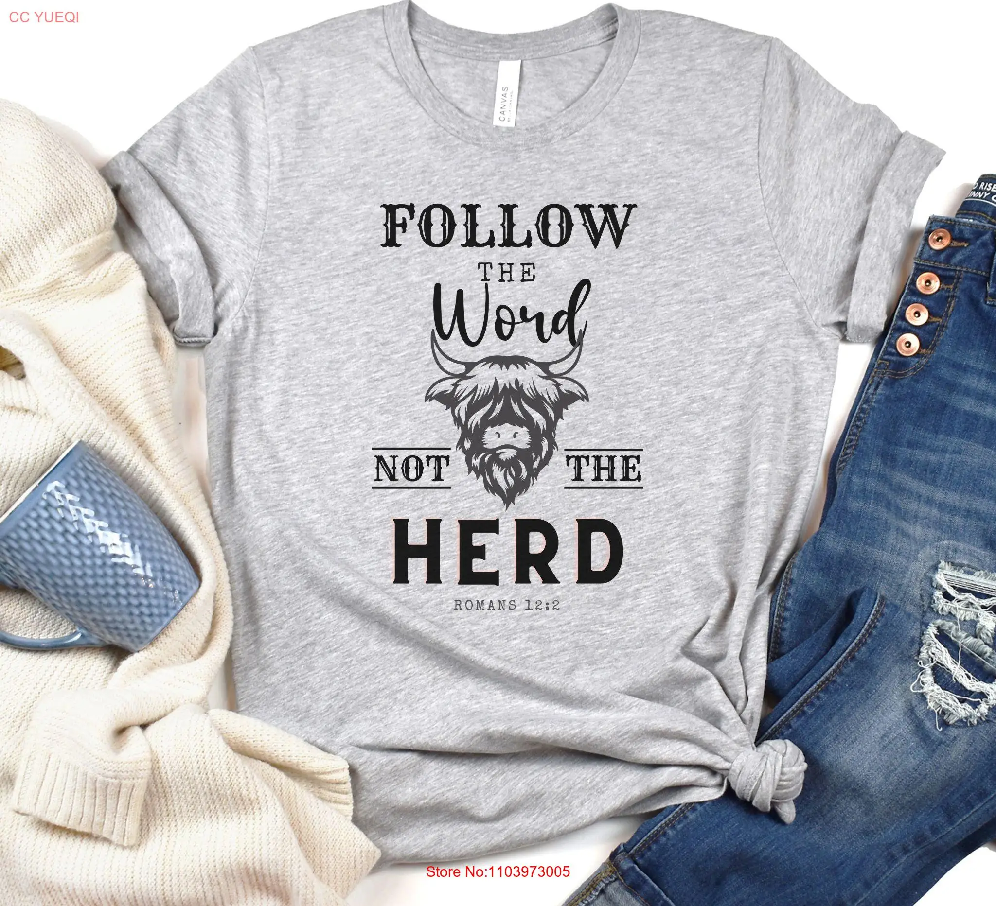 Западная христианская футболка Cowgirl Highland Cow s для любителей христианских веры с длинными или короткими рукавами