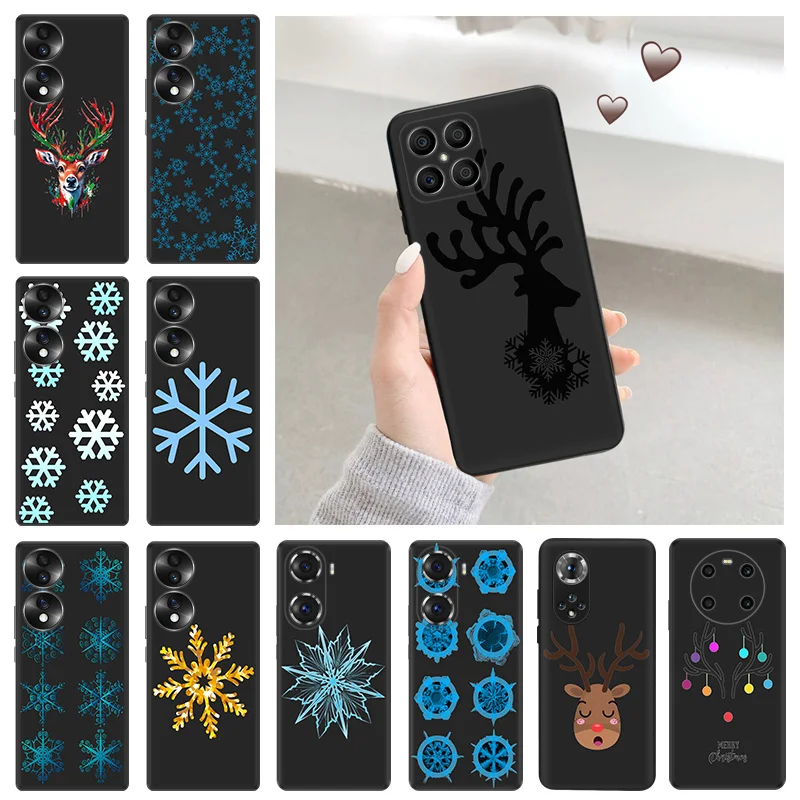 Мягкий силиконовый чехол для телефона Honor X7b X9b X6 X9 a X7 X8 b 70 90 Magic5 Снежинка ледяной олень Huawei P20 P30 Pro P40 P-Smart