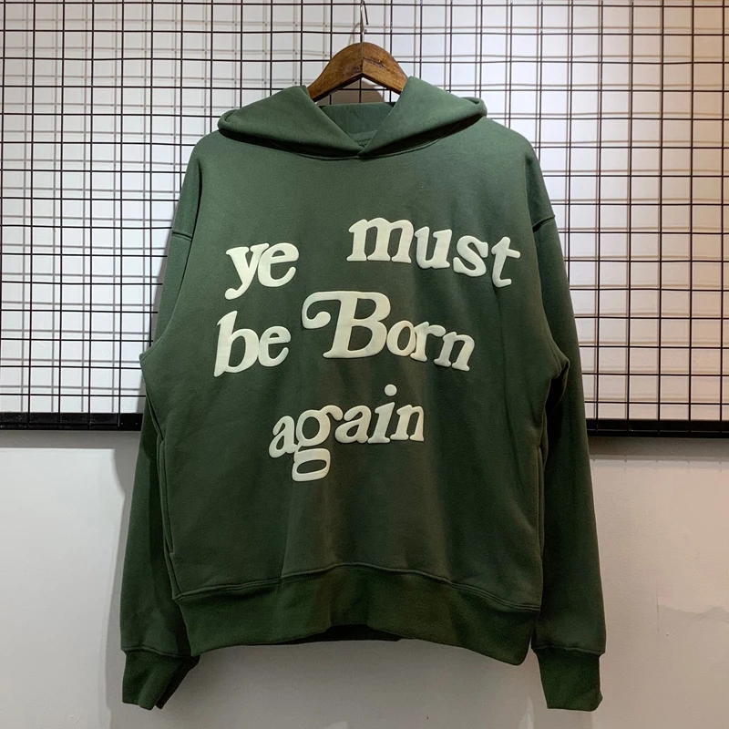 Новинка, зеленая Толстовка Kanye West, флисовая толстовка с рисунком, модная толстовка унисекс с надписью «Ye Must Be Born»