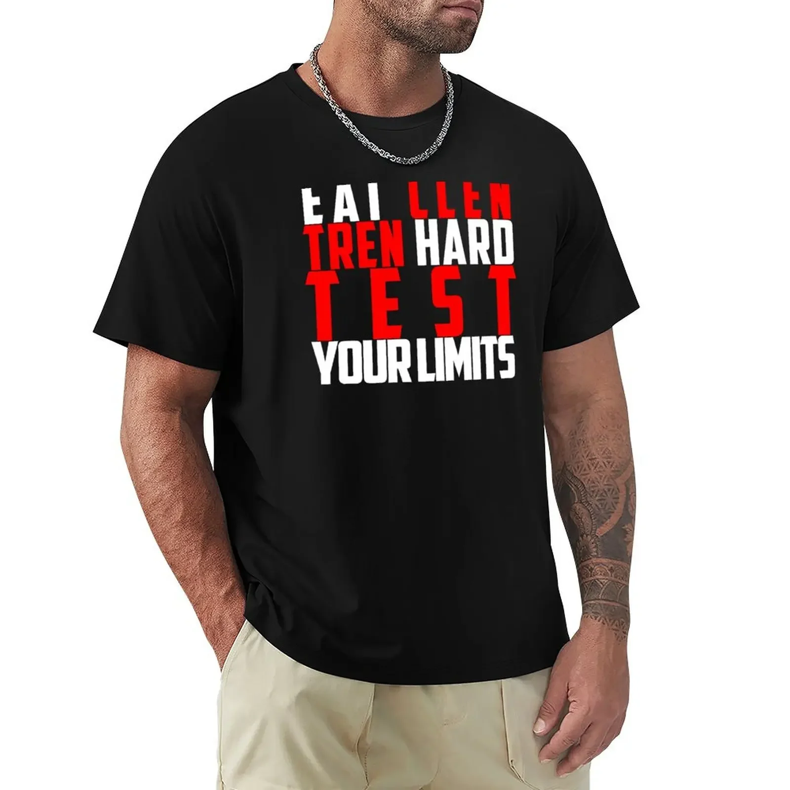 Футболка Eat Clen Tren Hard (белая) топы, дизайнерские рубашки, корейская модная футболка большого размера с рисунком, простые черные футболки для мужчин