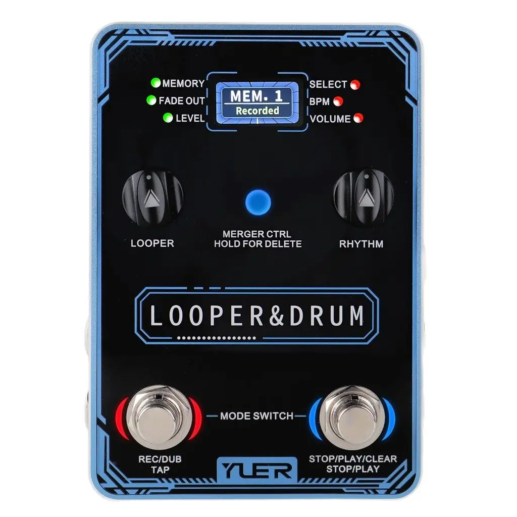 Фото Барабанная машина для гитары Looper, педали для гитары, петли и барабан с фразой, хранилище 40, 100 барабанных ритмов, 10 метрономов, функциональные детали для гитары №3