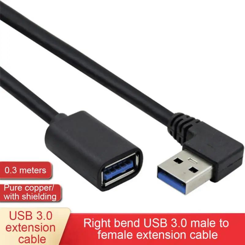 Фото Удлинительный Кабель USB 3,0 штекер-гнездо под прямым углом 90 градусов адаптер USB вверх/вниз/влево/вправо кабель USB 0,2 м №2