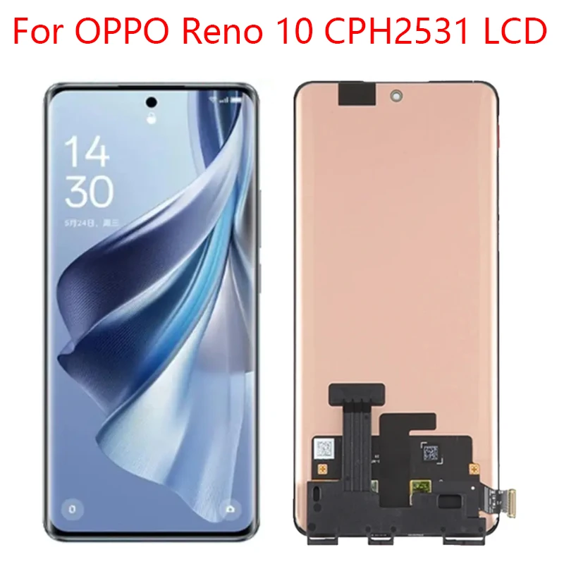 Pop 6,7 ''AMOLED для OPPO Reno10 CPH2531 ЖК-дисплей с цифровым преобразователем сенсорного экрана в сборе для OPPO Reno10 5G CPH2531 Дисплей