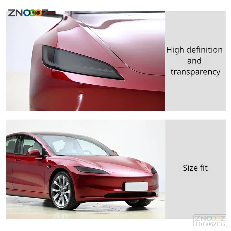 Фото Для Tesla Model 3 Highland 2024 затемненные фары Задний фонарь задний фонарь защитный задний фонарь Меняющие цвет пленки №3
