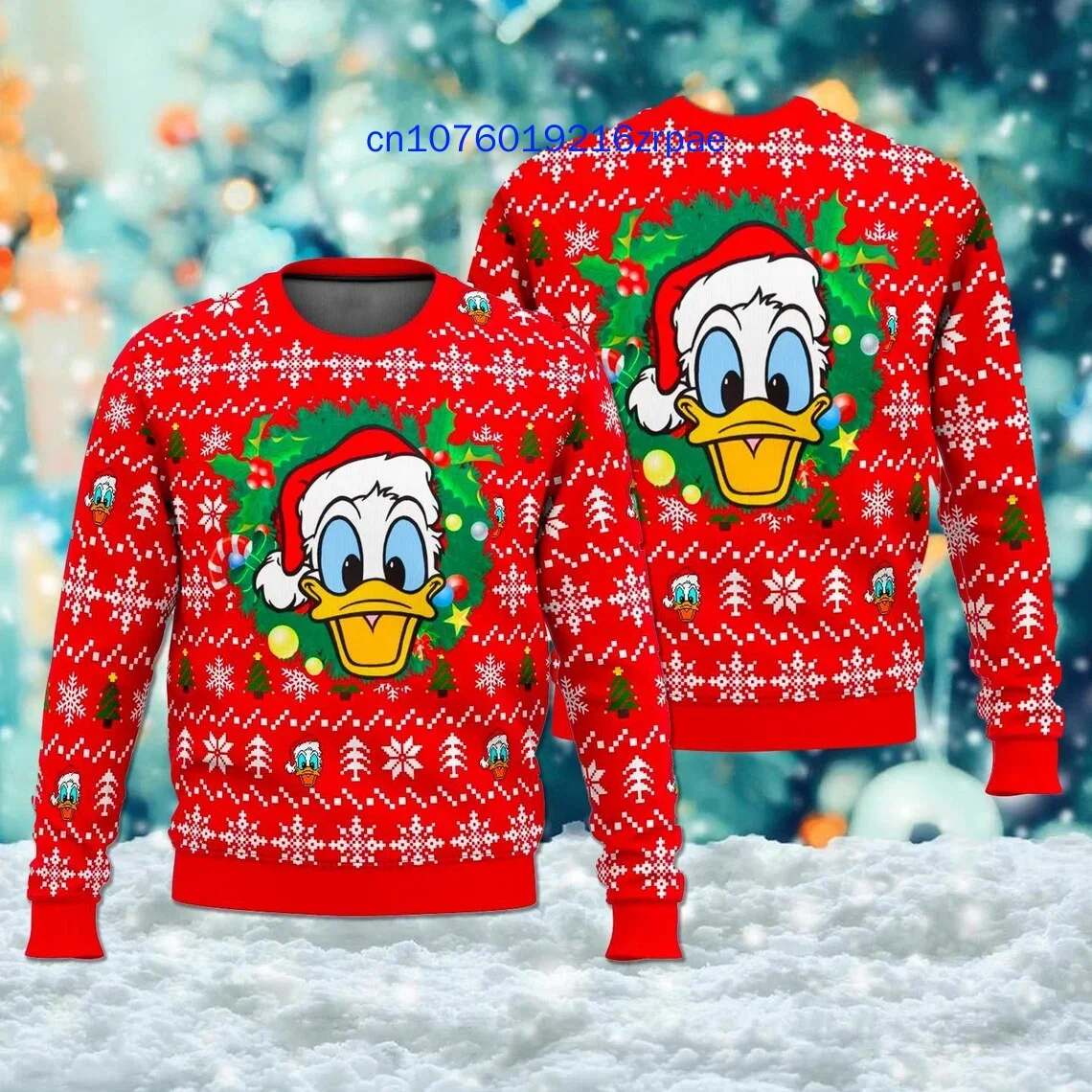 Фото Autumn and Winter New Donald Duck Children's Ugly Christmas Sweater 3D Printed Men's and Women's Sweaters Before Christmas №4