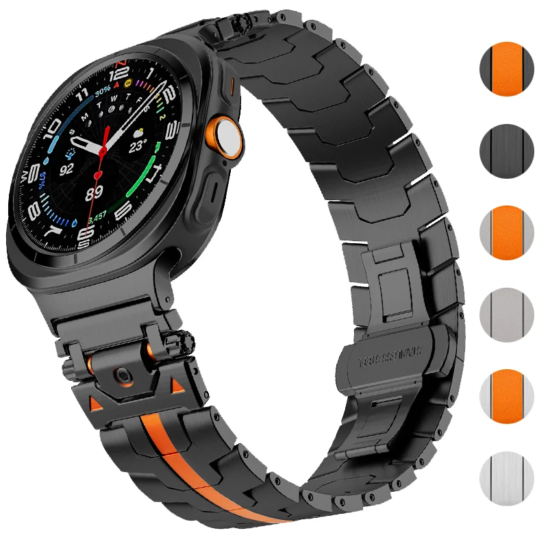 Роскошный ремешок из нержавеющей стали для Samsung Galaxy Watch 7 Ultra 47 мм, мужской стильный ремешок для Galaxy Watch 7 Ultra 47 мм, металлический браслет