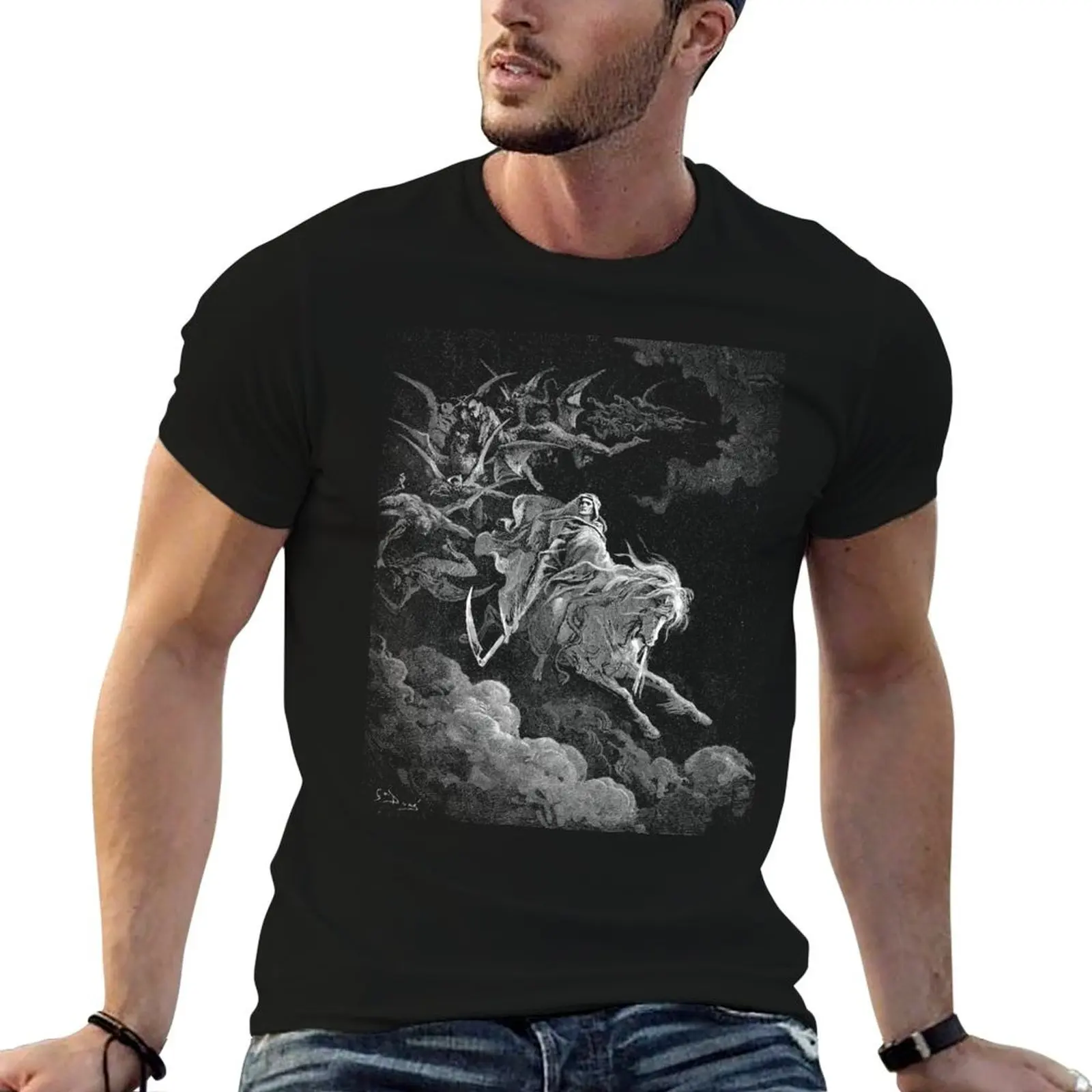 Футболка Gustave Dore Death On A Pale Horse, мужская одежда, спортивные мужские футболки, повседневные стильные футболки