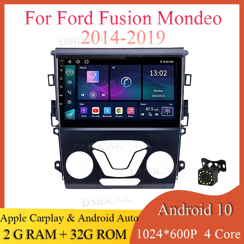 Мультимедийный Carplay Android 10 2 + 32G автомобильный радиоприемник android авто для Ford Fusion Mondeo 2014-2019 GPS WIFI синий зуб экран