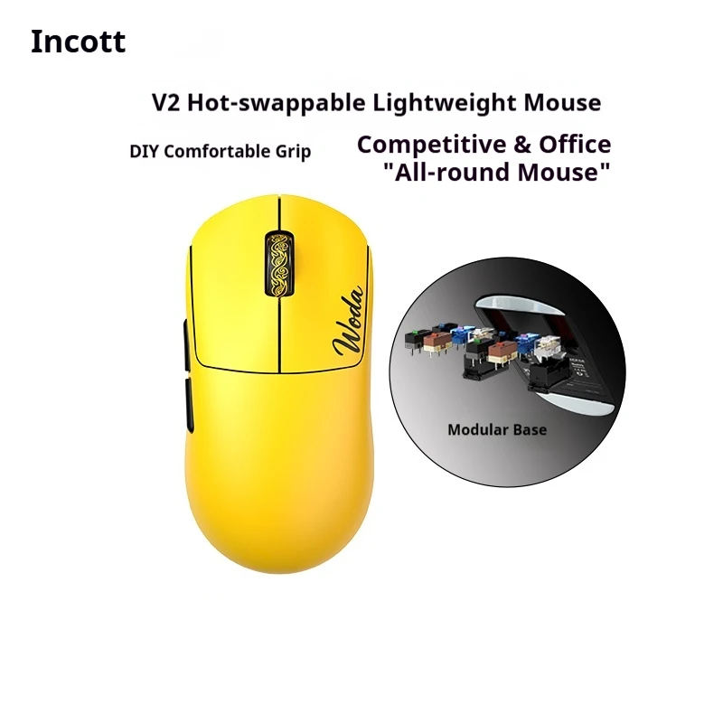 Фото Мышь Incott G23 V2 Se/Pro, три режима, 8K, беспроводная игровая мышь с горячей заменой, индивидуальные эргономичные аксессуары для ПК, геймеров, мышь, подарки №2