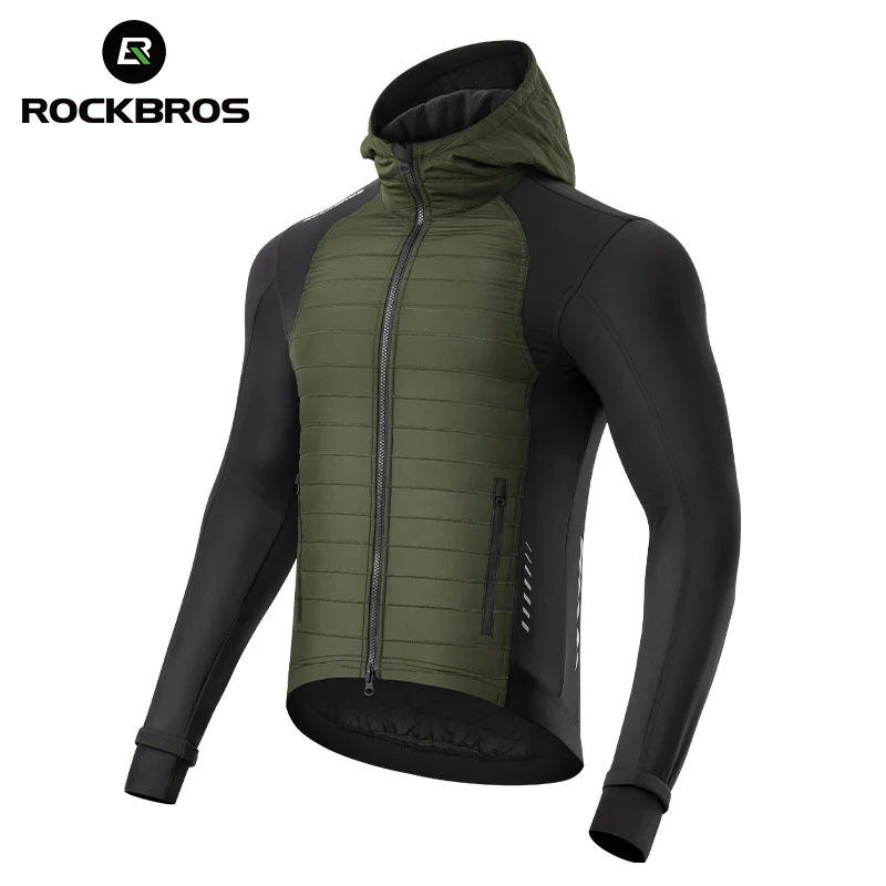 ROCKBROS зимняя велосипедная куртка с капюшоном термоветрозащитная куртка теплое флисовое пальто мужское велосипедное джерси спортивное велосипедное оборудование на открытом воздухе