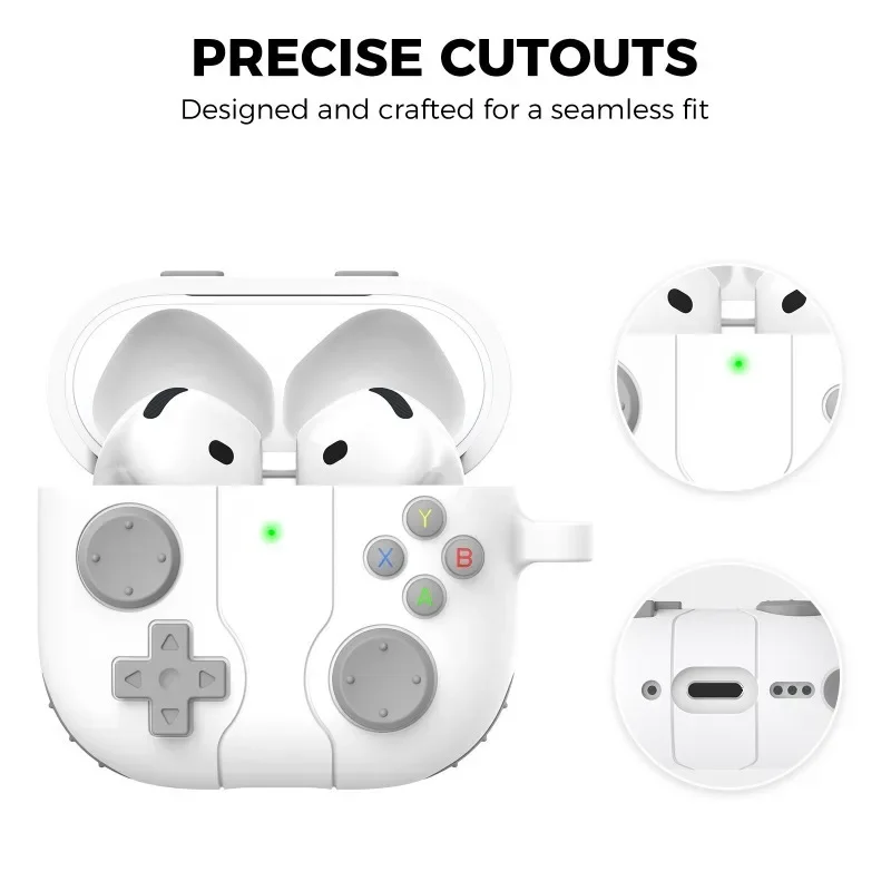 Новинка 2024 года для Airpods 4, чехол из жидкого силикона, 3D-игры, дизайн кнопки, консоль, усовершенствованный защитный чехол, защита от падения с брелоком