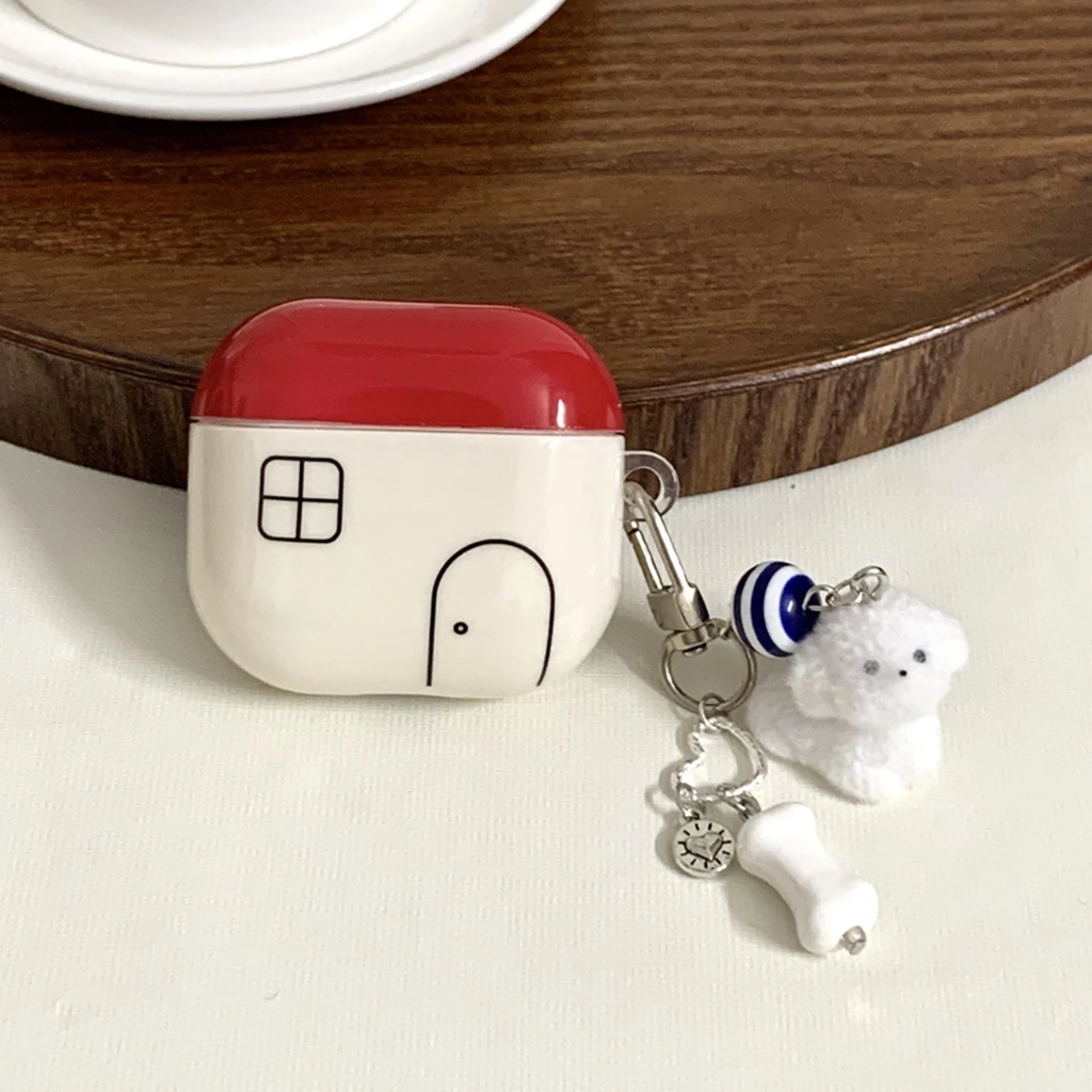 Простой милый чехол с подвеской в виде кости красной линии House для AirPods 1 или 2 3 4 AirPods Pro Pro 2 Pro 3
