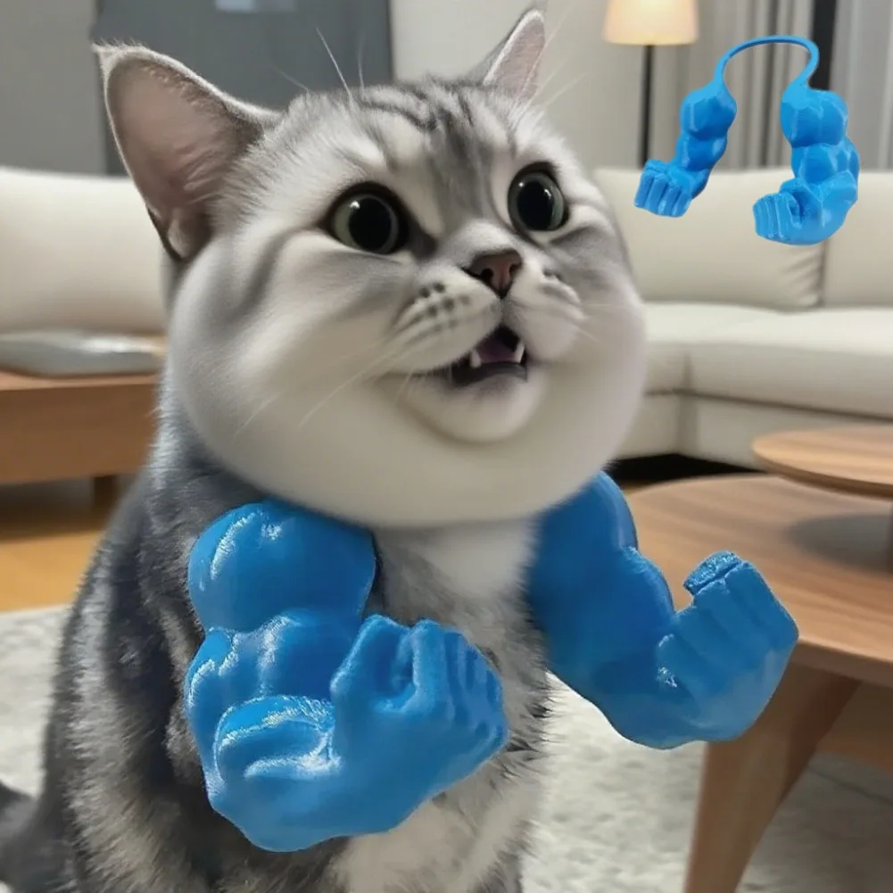 Забавный ошейник для рук с мышцами кота, 3D принт, косплей, подвесной реквизит для шеи домашних животных, костюм котенка, игрушки для собак, вечерние аксессуары для Хэллоуина, вещи