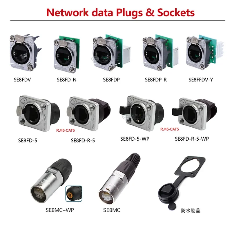 Модуль D-типа RJ45 CAT5E Вертикальный разъем для монтажа на панели Сетевая розетка для корпуса Ethercon, D-N8FDP Разъем для монтажа на панели RJ45 с подачей/пропускной способностью