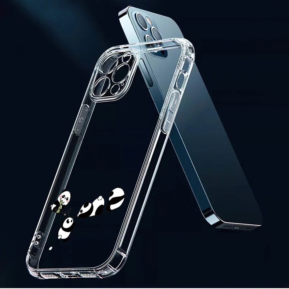 Фото Чехол для телефона с рисунком милой панды Kawaii, забавный чехол для iPhone 11, 13, 16, 15, 14, 12 Pro Max Plus, прозрачный, мягкий корпус №5