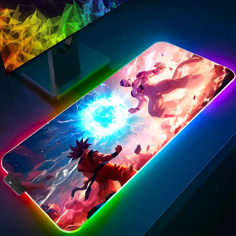 Светодиодный коврик для мыши Dragon Ball с подсветкой, игровые аксессуары, ПК, компьютерная клавиатура, геймерский RGB настольный коврик alfombrilla, коврик для мыши в стиле аниме XXXL