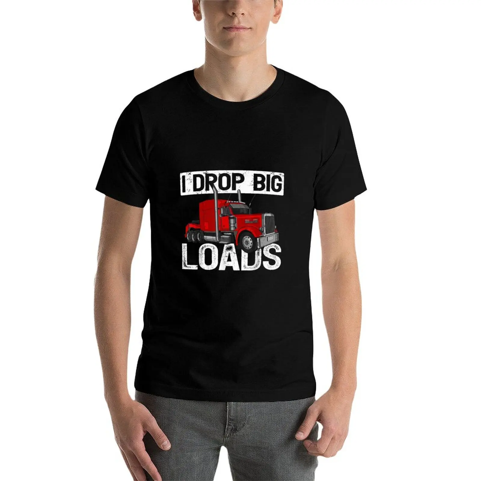 Фото Футболка I Drop Big Loads Big Rig Truck Driver 63, хлопковая футболка, мужская футболка с рисунком №4