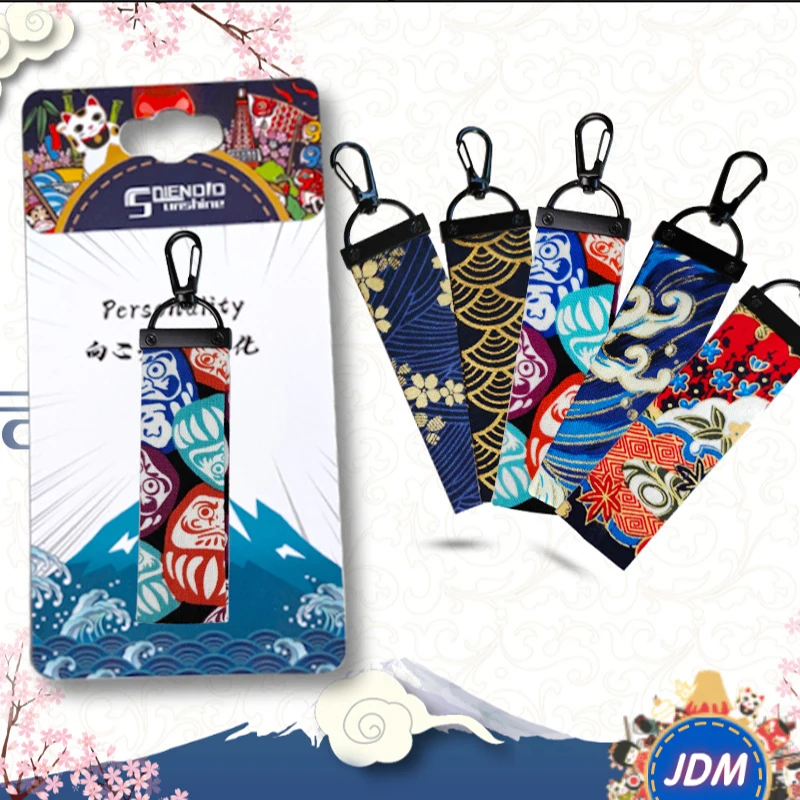 JDM японский стильный брелок Ukiyo-e брелок из цинкового сплава хлопковый Универсальный Автомобильный интерьер Декор Koi Damo печать Креативный но...