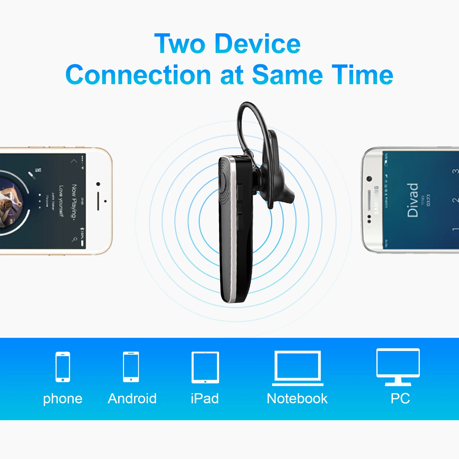 Фото Новая беспроводная Bluetooth-гарнитура Bee NB12 5,3, наушники-вкладыши с микрозаушным крючком MEMS, гарнитура для вождения, деловые наушники №4
