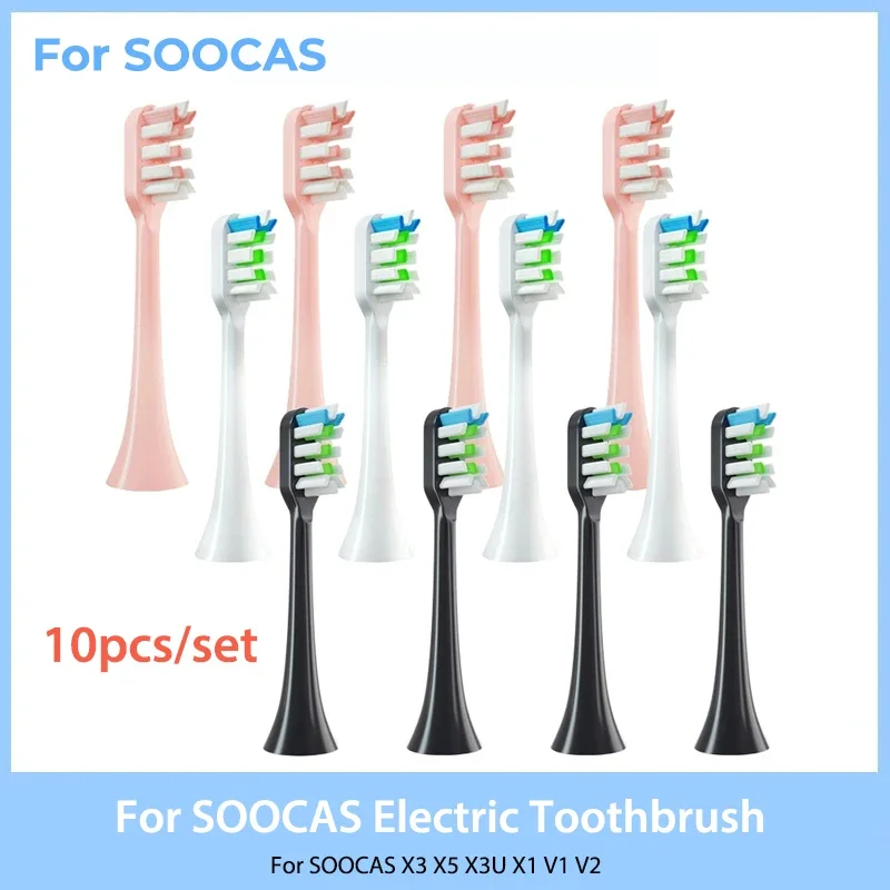 Сменные насадки для Xiaomi SOOCAS X3 X5 V1 X3U 5-10 шт., насадки из щетины, электрическая зубная щетка, щетина Dupont, герметичная упаковка