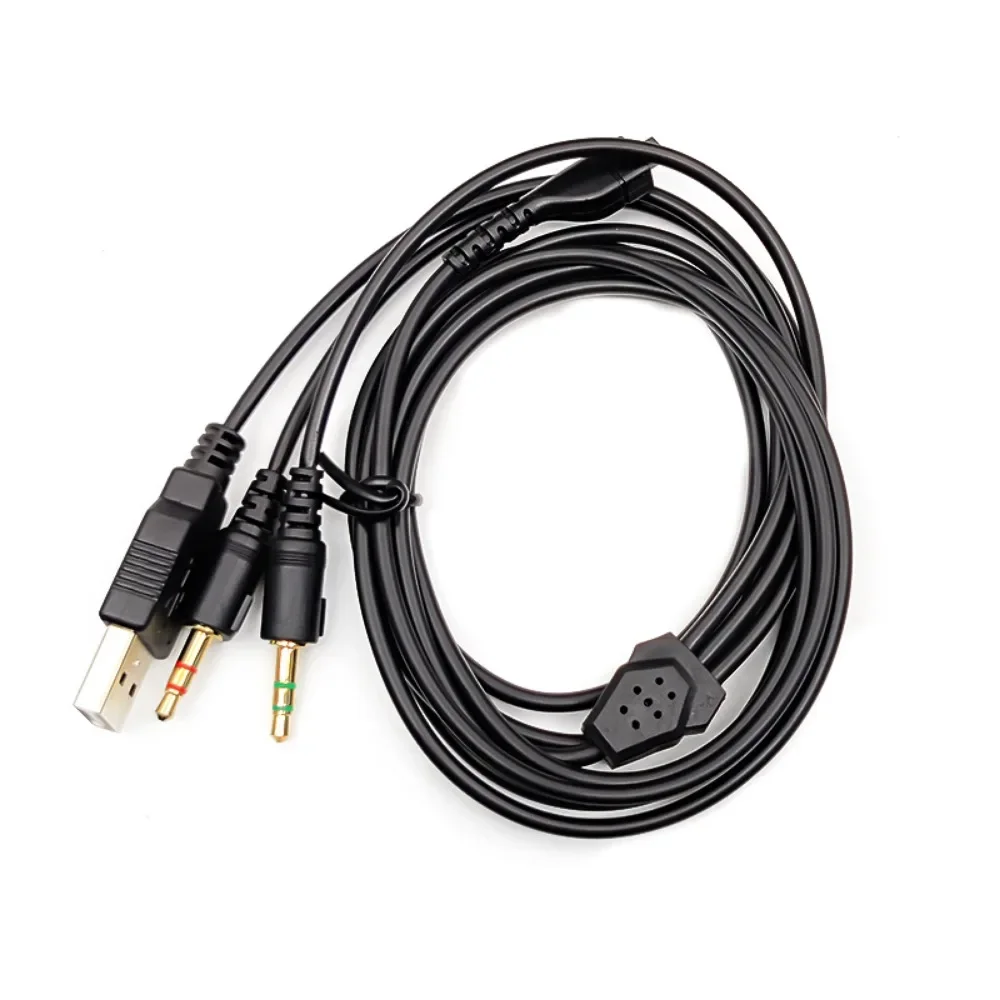 Сменный OFC RGB-кабель для ПК USB 3,5 мм с микрофоном и разветвителем для беспроводных игровых гарнитур SteelSeries Arctis 3 5 7 9X Pro