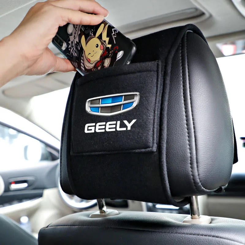 Автомобильный чехол на подголовник с карманом для телефона Geely Геометрия C Emgrand Gc6 Gx3 Ec7 Atlas Coolray Cross NL3 X6 GS автомобильные аксессуары