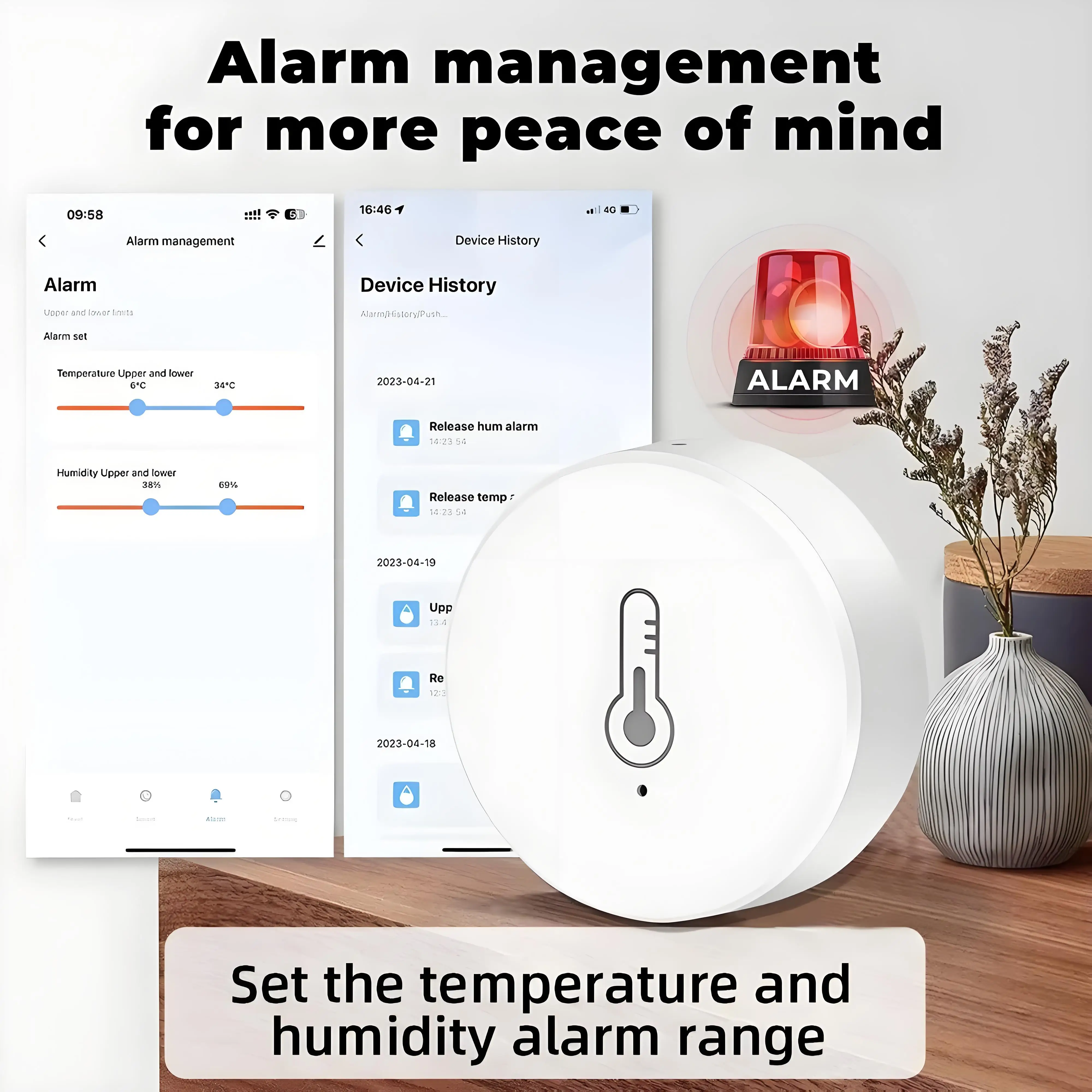Фото Мини-датчик температуры и влажности Tuya ZigBee, детектор влажности в помещении, голосовое управление через приложение, работает с Alexa Google Home №4