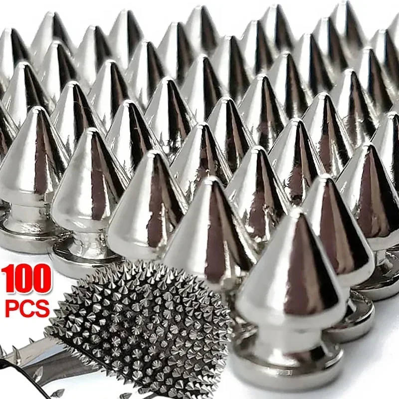 10/100 шт. круглые конусные шипы, металлические шипы, завинчивающиеся шпильки, сделай сам, ручная работа, крутые заклепки для одежды в стиле панк, украшения для одежды, обуви, шляпы