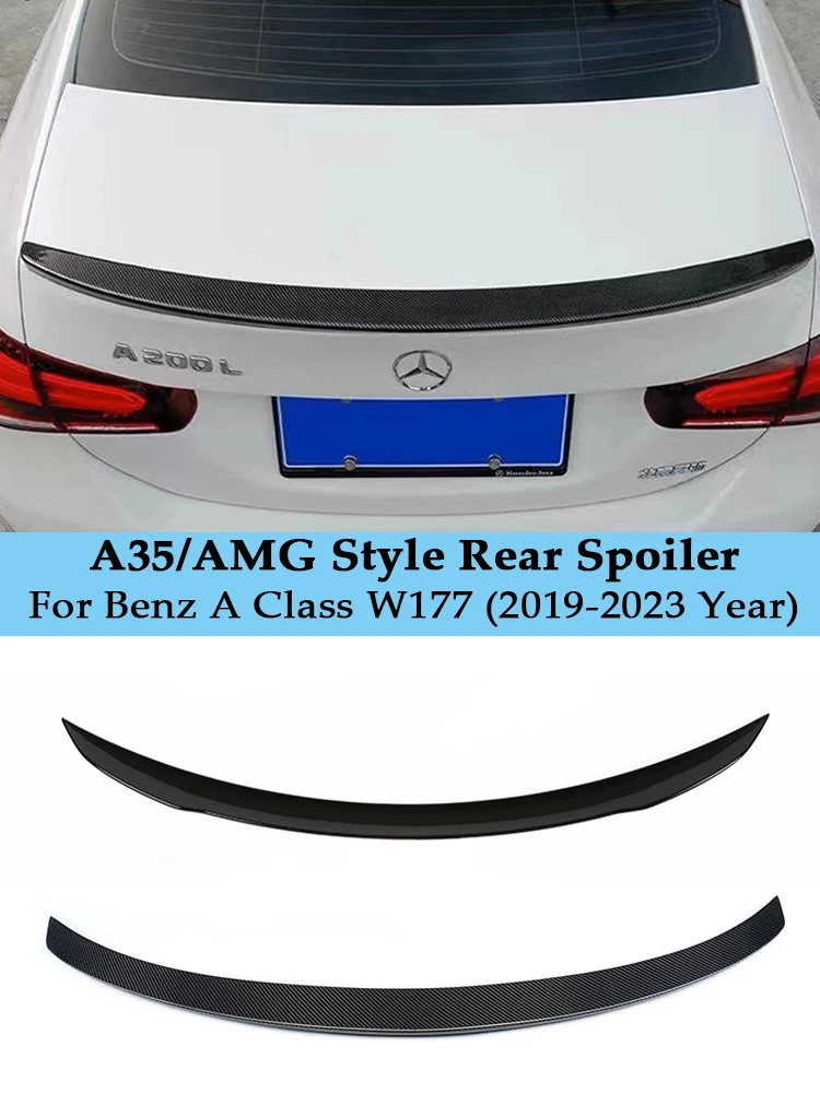 Комплект спойлера заднего бампера в стиле A35 A45 для Mercedes Benz A Class W177 Sedan AMG A180 A200 A250 2019-2023 из углеродного волокна