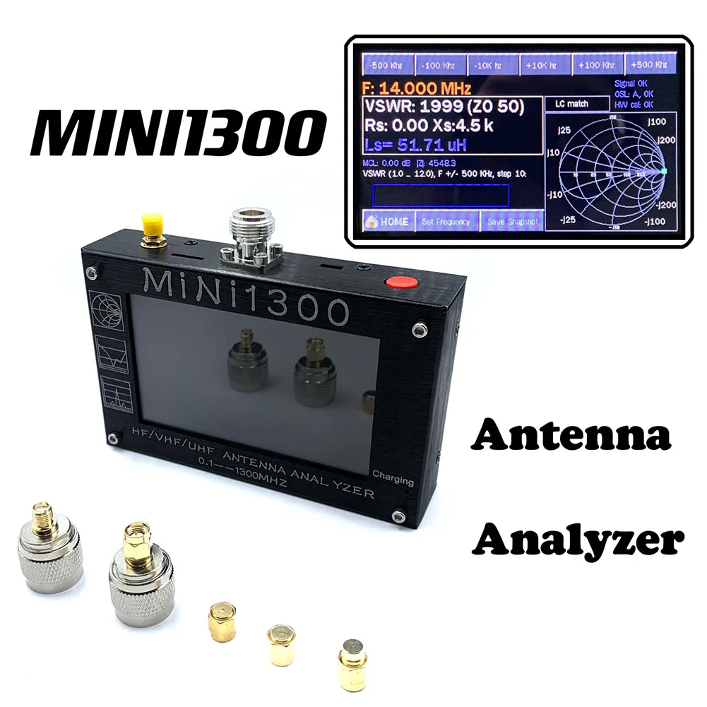 Мини1300 Антенный анализатор 0,1 МГц ~ 1300 МГц UHF Разъем типа N для комплектов калибровки SMA Мультитестер TFT ЖК-дисплей