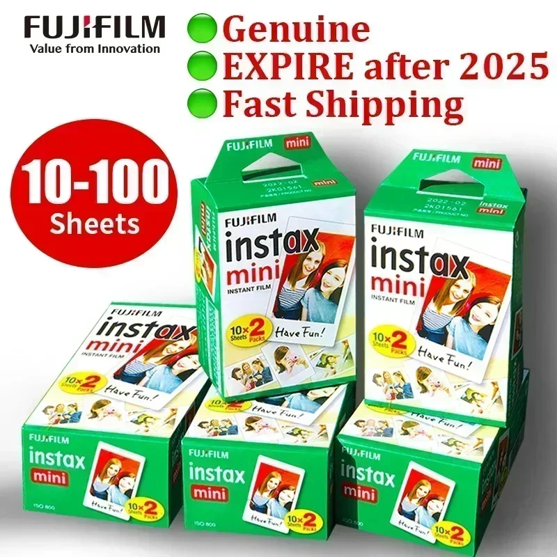 Оригинальная пленочная бумага Fujifilm Instax Mini 10-100 листов для мгновенных фотоаппаратов Fuji Instax Mini 12 11 9 40 70 90 Link Liplay EVO